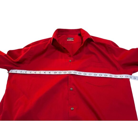 Van Heusen X-Large 17-17 1/2 32-33 Red  Cotton Blend  Long Sleeve Dress Shirt - Picture 6 of 12